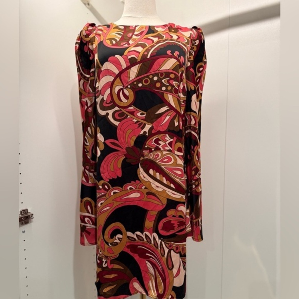 Mango Orange spring summer colors Sheath Dress Bishop Sleeves